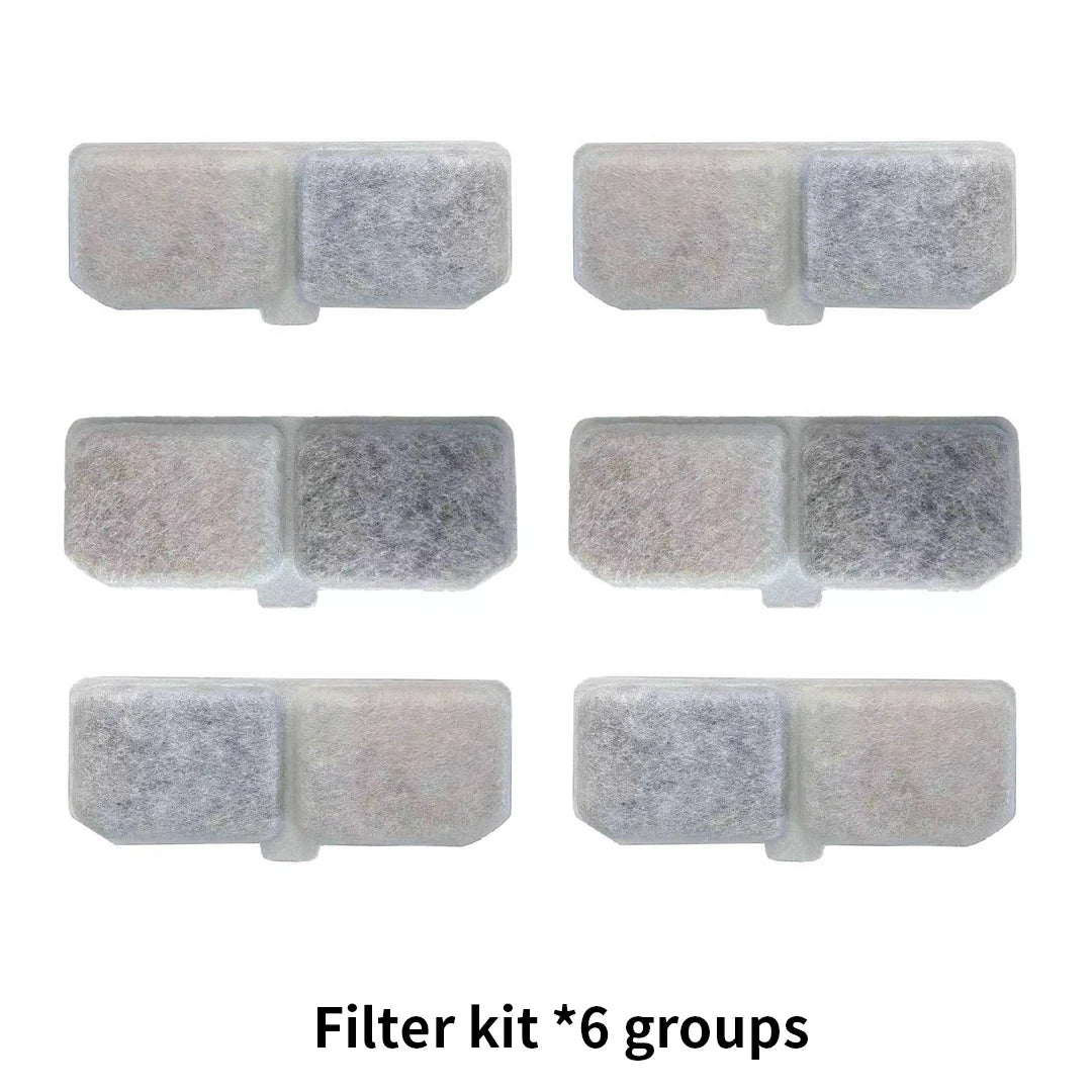 Kit de filtres composé de 6 groupes, conçu pour une filtration efficace, couleur blanche et gris.