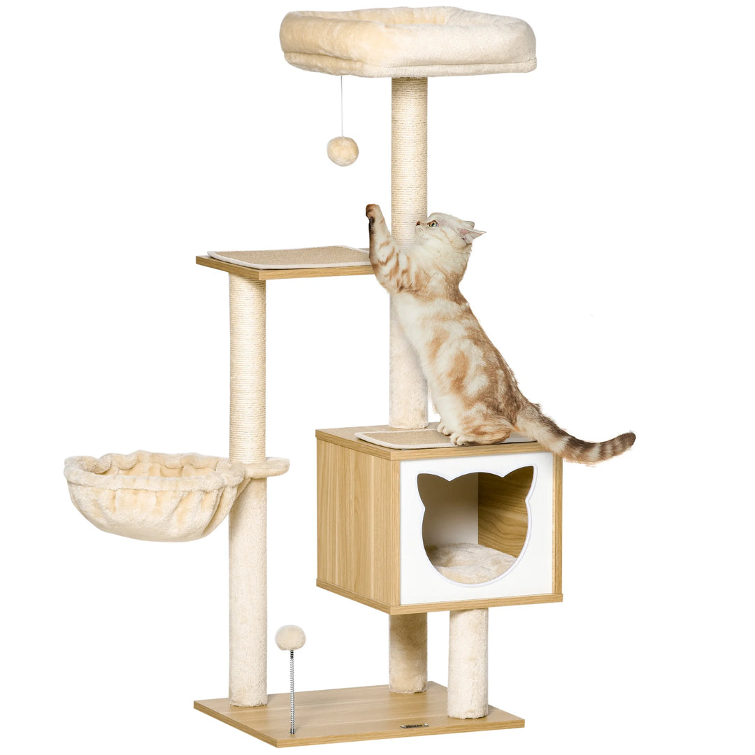 Wooden and soft cat tree, hammock - Model: "Soft Forest"
