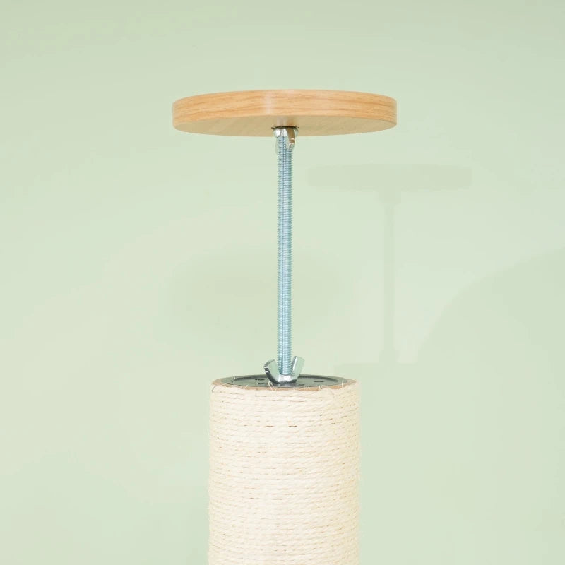 Arbre à chat sol plafond 230 cm en chêne et blanc crème