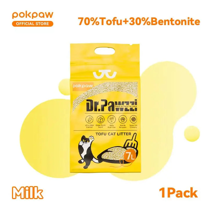 Litière végétale tofu biodégradable sans poussière – Modèle "TofuPure"