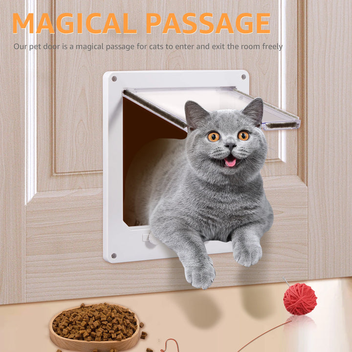 Porte magique pour chat, blanche, en plastique, permettant un accès libre aux animaux.