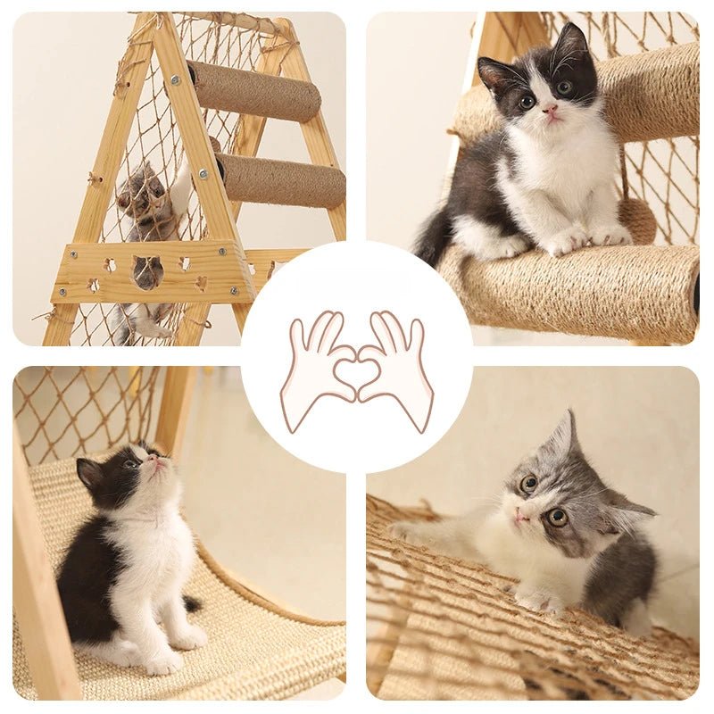 Multifunctional wooden cat tree with hammock - Model: "Aventurichat"