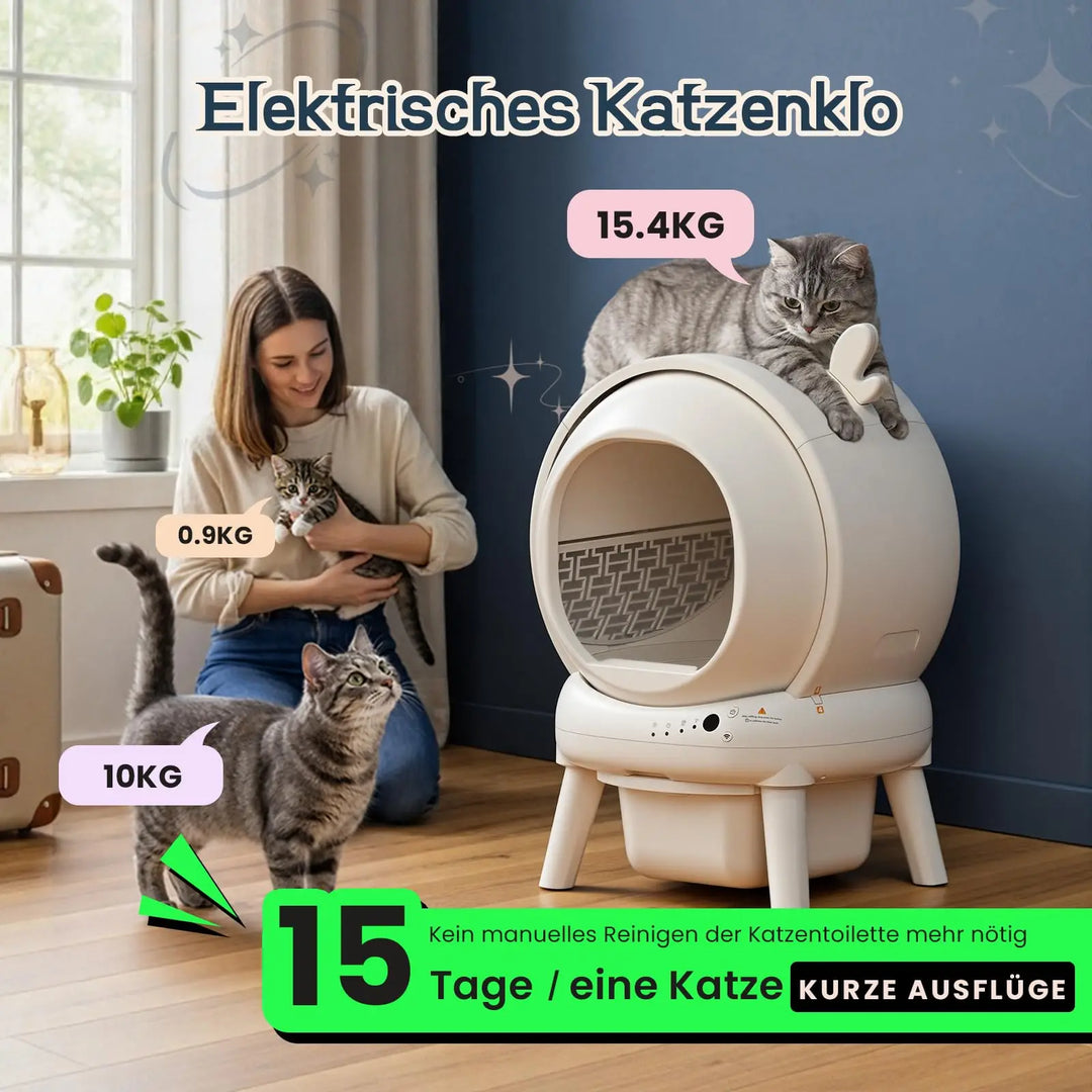 Bac à litière automatique connecté 65L – Modèle "SmartClean 360 Max"