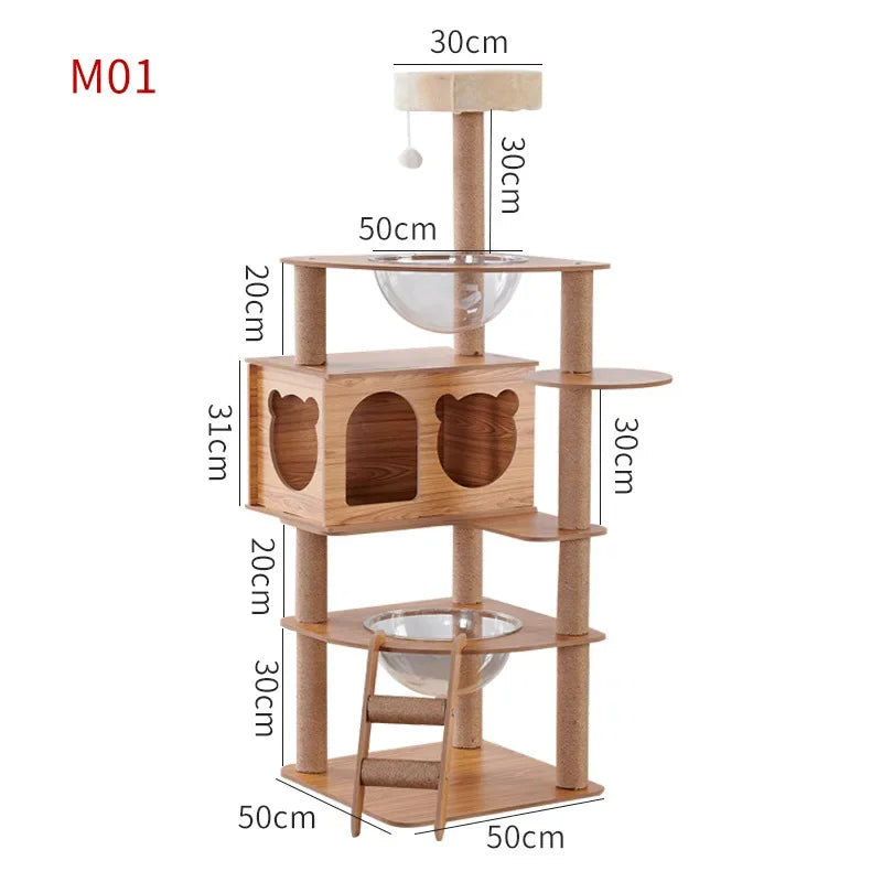 Natural wooden and designer cat tree - "CatForest"
