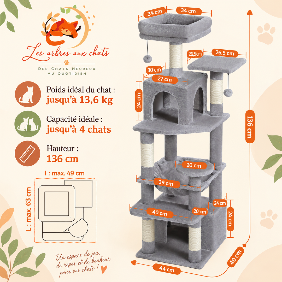 Designer cat tree with litter box - Model: "FélinLuxe"