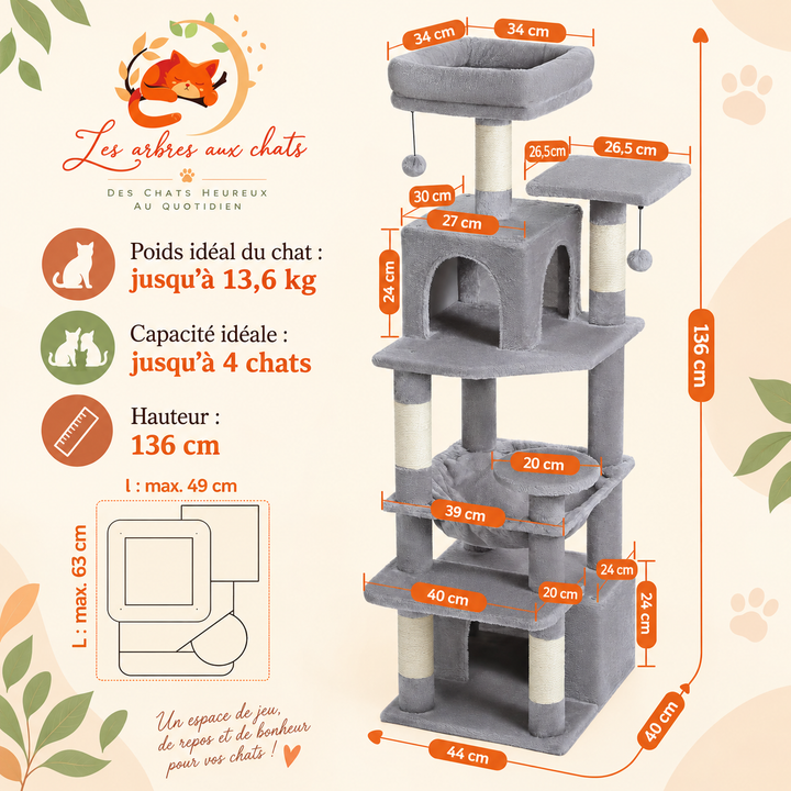 Designer cat tree with litter box - Model: "FélinLuxe"