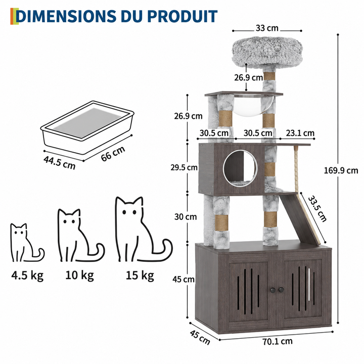 Cat Tree Litter Box Furniture - "HideawayPaws" Model