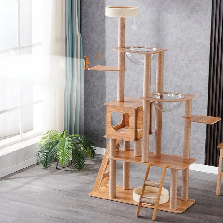 Natural wooden and designer cat tree - "CatForest"