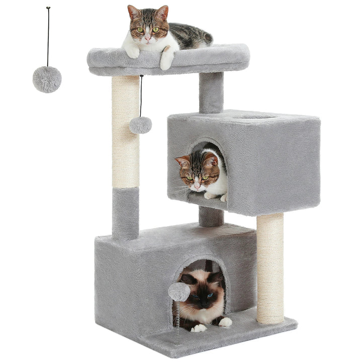 Beige cat tree with perched nest L
