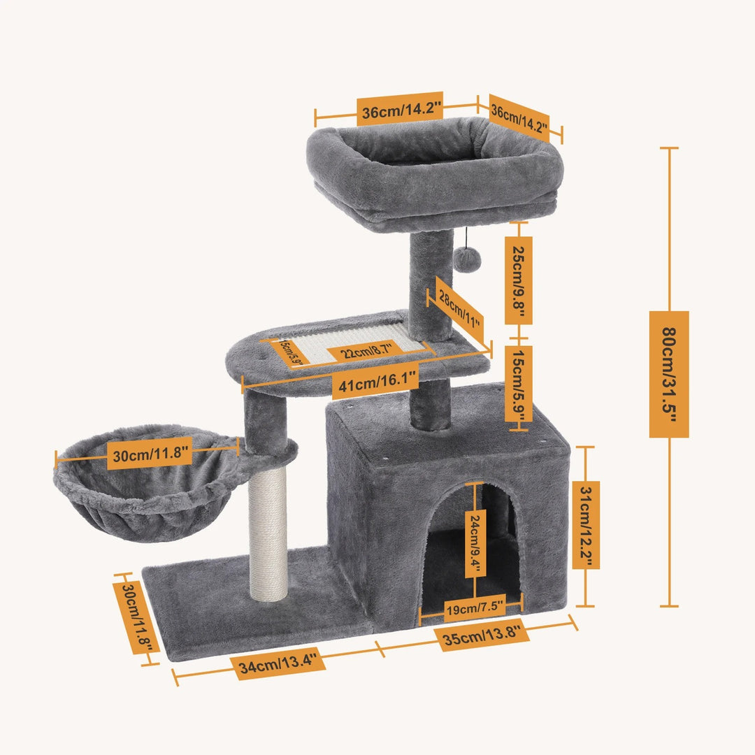 Beige cat tree with perched nest L