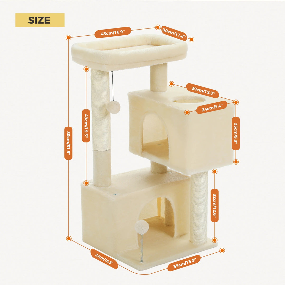 Beige cat tree with perched nest L