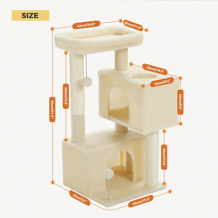 Beige cat tree with perched nest L