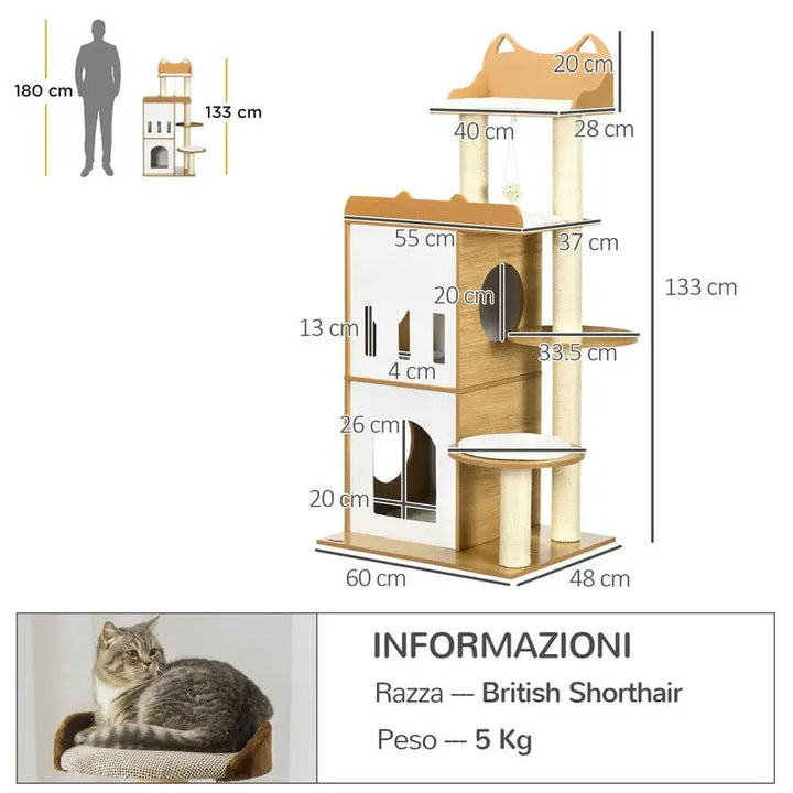 Designer wooden cat tree - CozyCondos model