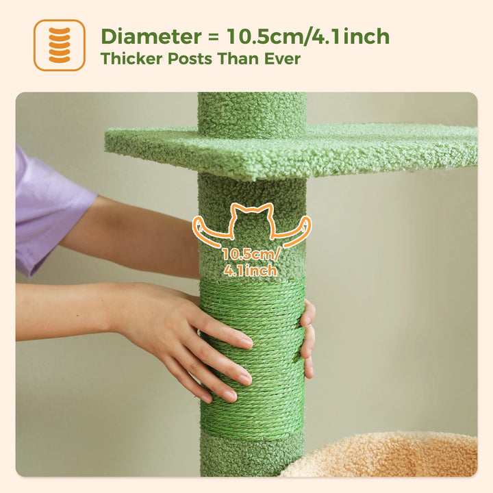 Adjustable floor-to-ceiling cactus-shaped cat tree - Model: "CactusEscapade"