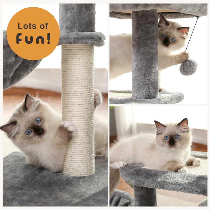 Beige cat tree with perched nest L