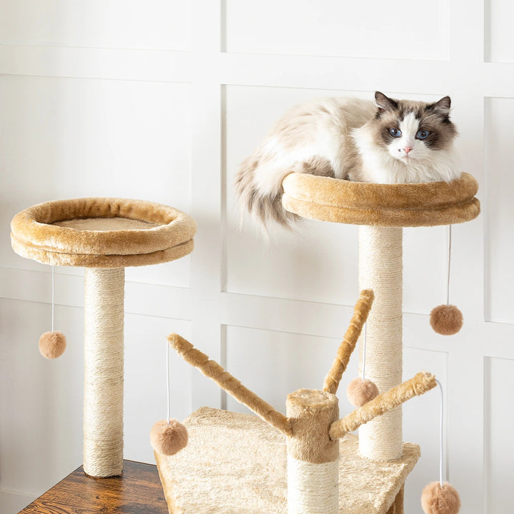 Designer Wooden Cat Tree with Litter Box - LuxeNest Model 