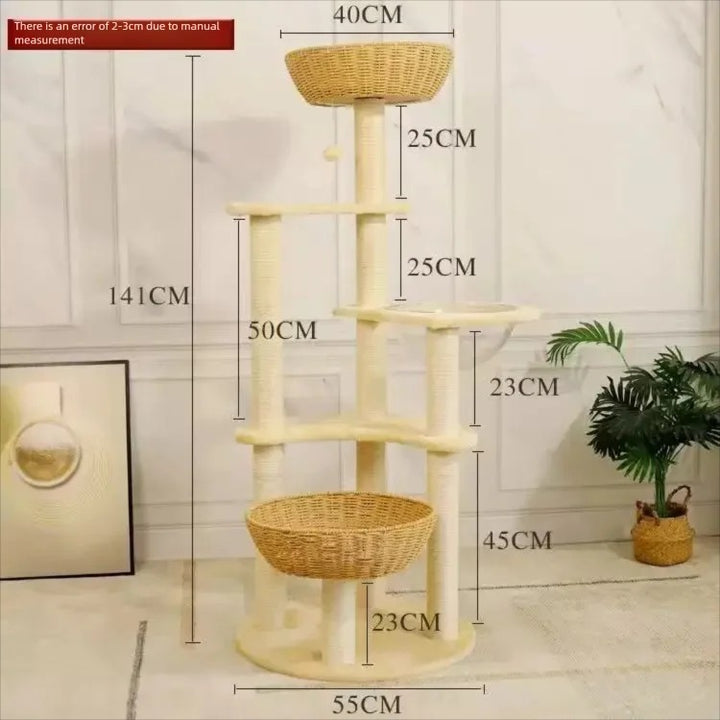 arbre à chat panier osier élégant