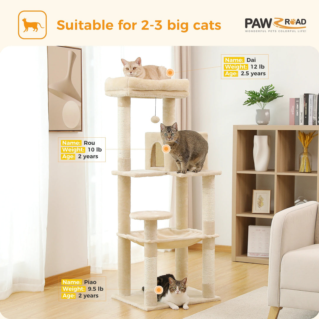 Modern cat tree with condo and perch - Model: "MajesticTower"