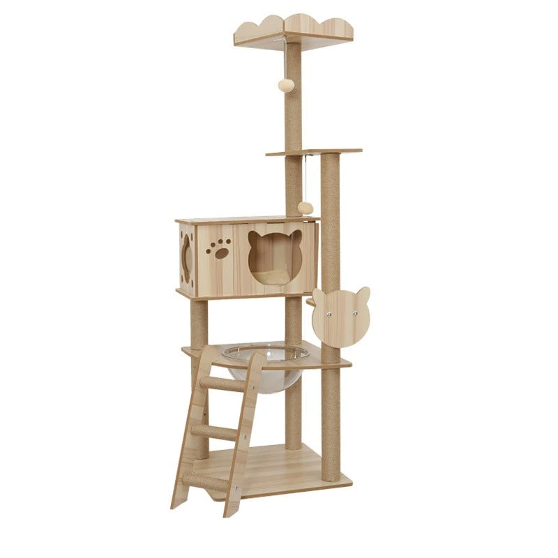 Wooden Cat Tree Cabin - "CabaneCat" Model