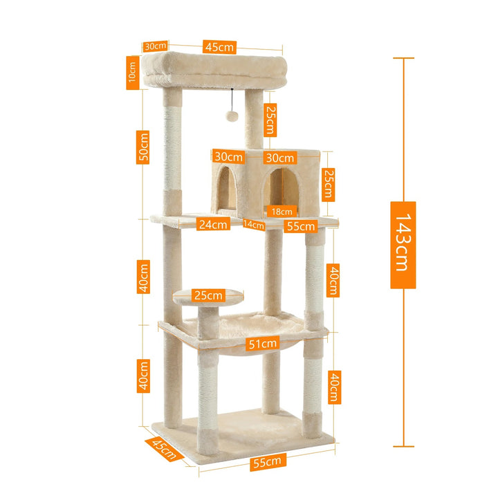 Modern cat tree with condo and perch - Model: "MajesticTower"