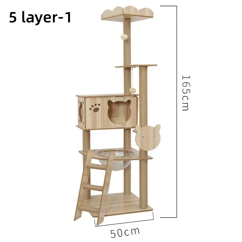 Wooden Cat Tree Cabin - "CabaneCat" Model