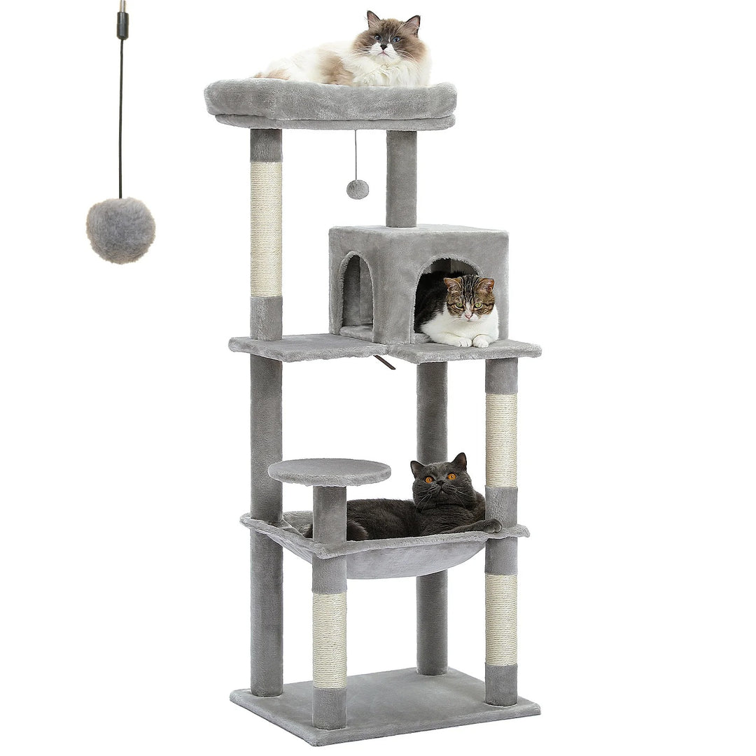 Modern cat tree with condo and perch - Model: "MajesticTower"