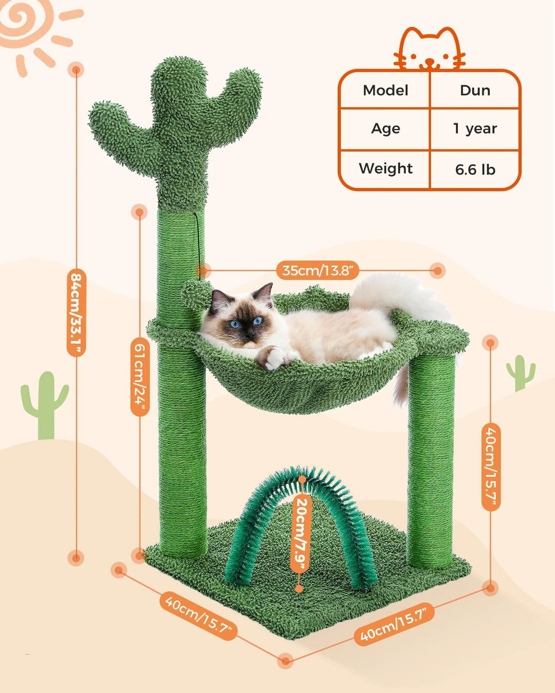 Comfortable Cat Tree with Hammock - "Kiki" Model
