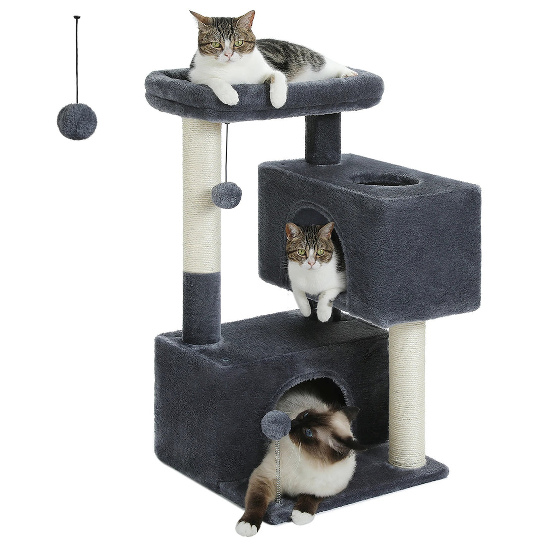 Beige cat tree with perched nest L