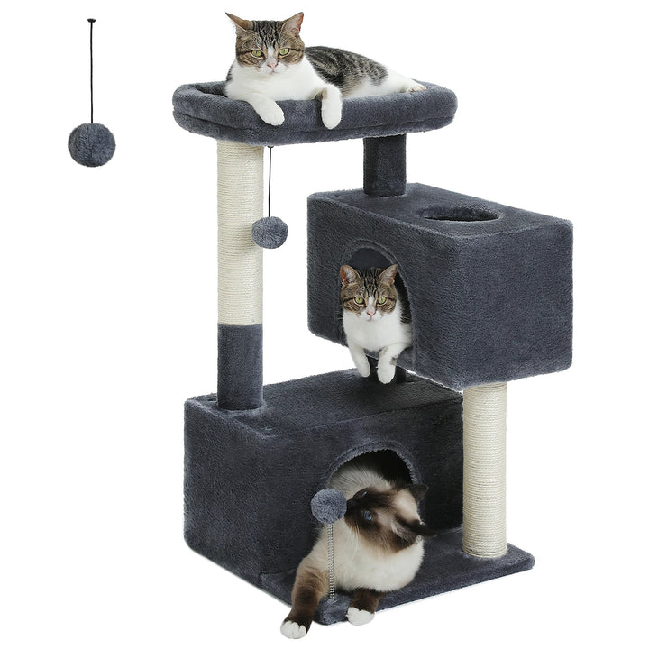 Beige cat tree with perched nest L